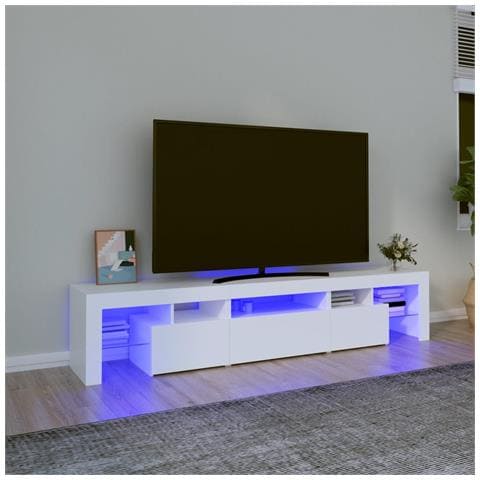 Mobile Porta Tv Con Luci Led Bianco 200x36,5x40 Cm - Foto 11