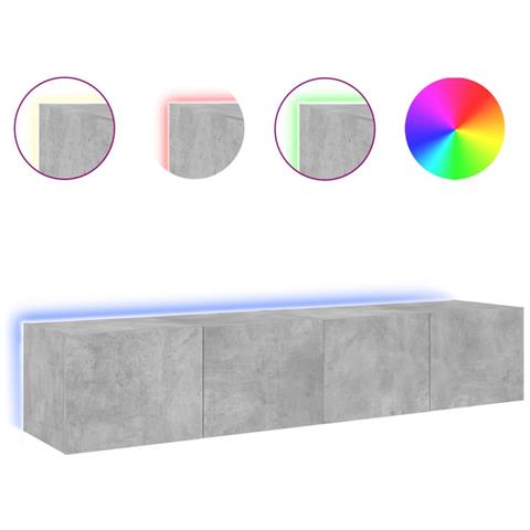 Mobili Tv A Parete Con Luci Led 2pz Grigio Cemento 80x35x31 Cm - Foto 2