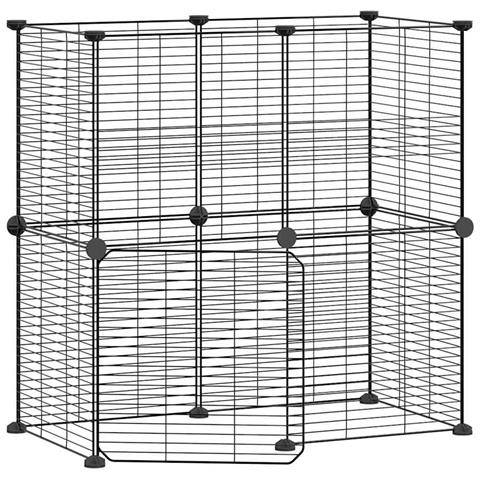 Gabbia Per Animali 12 Pannelli Con Porta Nero 35x35 Cm Acciaio - Foto 1