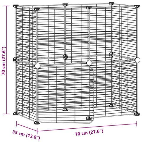 Gabbia Per Animali 12 Pannelli Con Porta Nero 35x35 Cm Acciaio - Foto 4