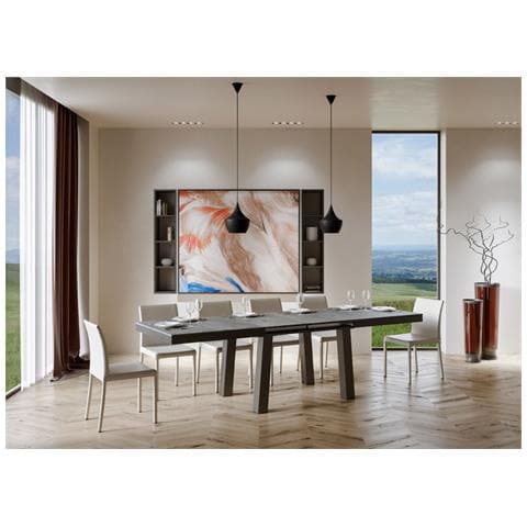 Tavolo Allungabile 90x180/284 Cm Bridge Evolution Telaio Antracite - Cemento - Foto 2