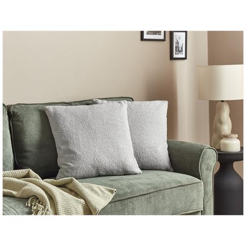 Set Di 2 Cuscini Leuzea Bouclé 45 X 45 Cm Grigio Tinta Unita - Foto 1