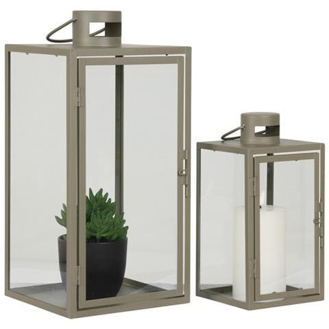 Lanterna Corfu - Argento - Metallo - 19,5x19,5x40 Cm - Foto 1