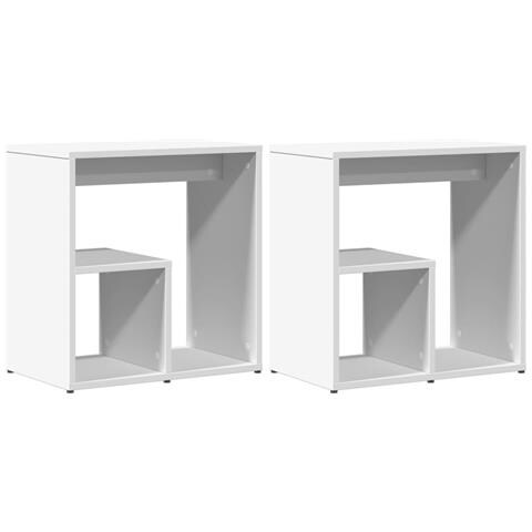 Tavolini Bianchi 2 Pz 50x30x50 Cm In Legno Multistrato - Foto 2