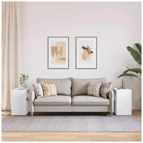 Tavolini Bianchi 2 Pz 50x30x50 Cm In Legno Multistrato - Foto 3