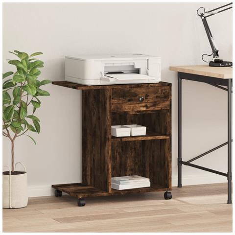 Supporto Per Stampante Con Ruote Rovere Fumo 60x40x68,5 Cm - Foto 3