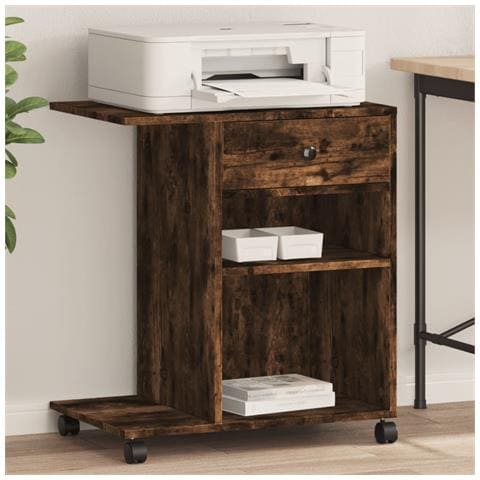 Supporto Per Stampante Con Ruote Rovere Fumo 60x40x68,5 Cm - Foto 1