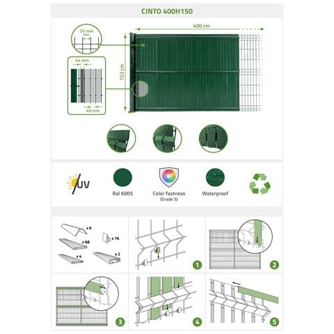 Kit Lamelle Oscuranti In Pvc 4m Cinto H. 150cm Verde - Foto 8
