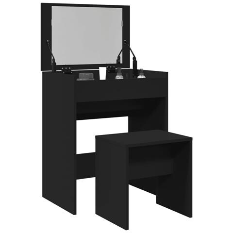 Toeletta E Sgabello Nero 60x40x113,5 Cm - Foto 1