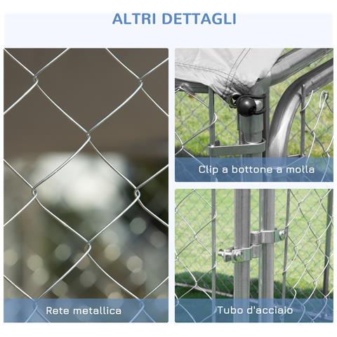Recinto Per Cani E Animali Domestici Da Esterno Con Copertura Impermeabile, 230x230x175 Cm - Foto 6