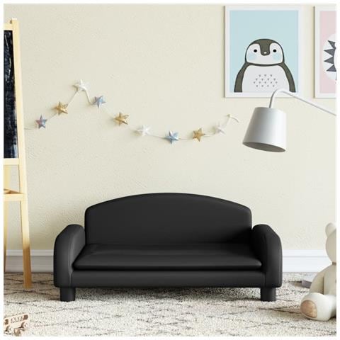 Divano Per Bambini Nero 70x45x30 Cm In Similpelle - Foto 1