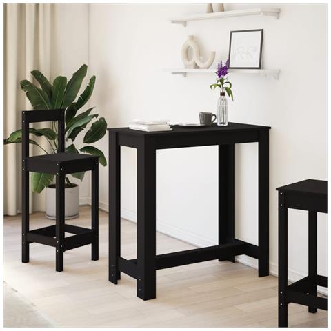 Tavolo Da Bar Nero 102x50x103,5 Cm In Legno Multistrato - Foto 3