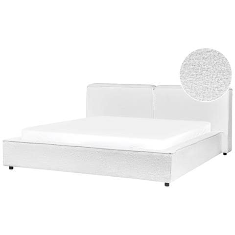 Letto Matrimoniale Bouclé Bianco 180 X 200 Cm Linards - Foto 2