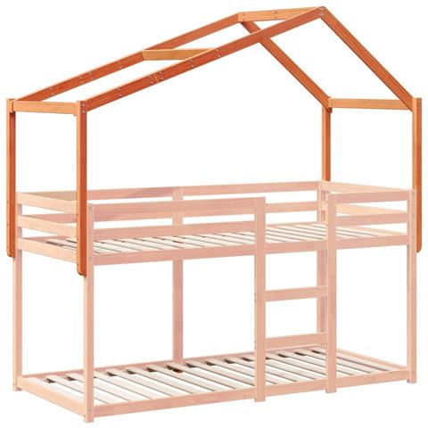 Tetto Letto Bambini Marrone Cera 213x95,5x144,5cm Massello Pino - Foto 3