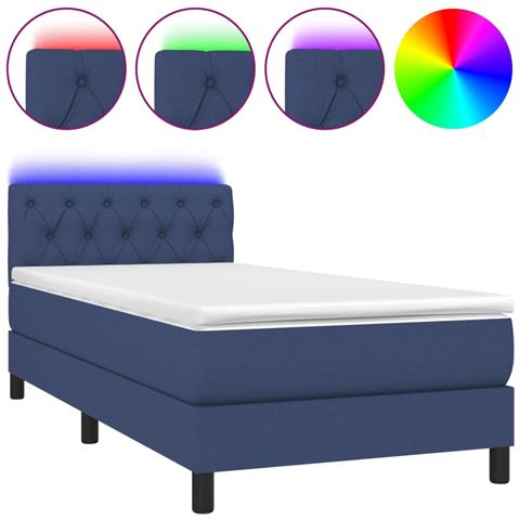 Letto A Molle Con Materasso E Led Blu 80x200 Cm In Tessuto - Foto 2