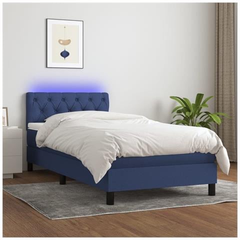 Letto A Molle Con Materasso E Led Blu 80x200 Cm In Tessuto - Foto 1
