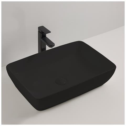 Lavabo Da Appoggio 9440b In Ceramica 59x40x14.5 Cm Nero Opaco - Foto 1