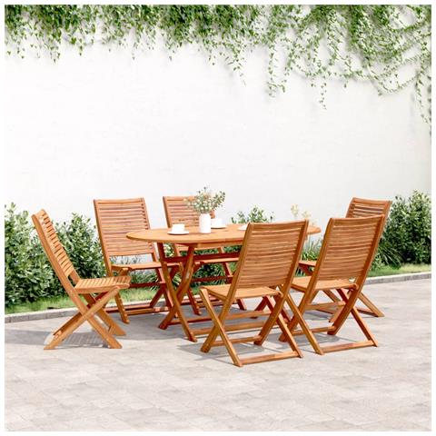 Sedie Da Giardino Pieghevoli 6 Pz 51x66x95 Cm Legno Di Acacia - Foto 1