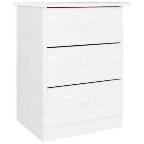 Comodino Alta Bianco 41x35x55,5 Cm In Legno Massello Di Pino - Foto 2