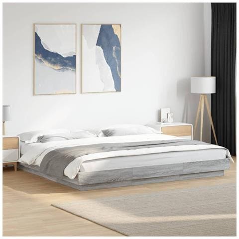Giroletto Luci Led Grigio Sonoma 200x200 Cm Legno Multistrato - Foto 1