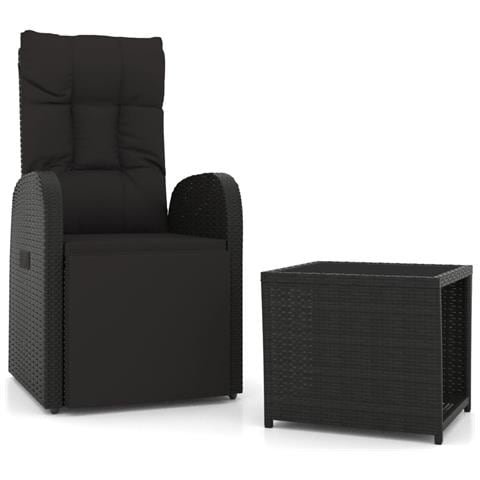 Set Mobili Da Giardino 2 Pz Nero Polyrattan E Acciaio - Foto 2