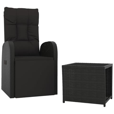 Set Mobili Da Giardino 2 Pz Nero Polyrattan E Acciaio - Foto 3