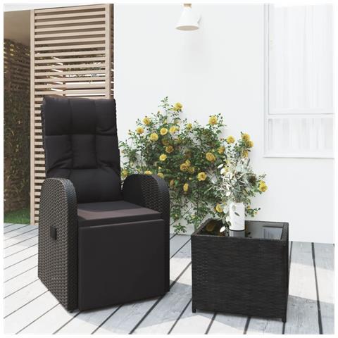 Set Mobili Da Giardino 2 Pz Nero Polyrattan E Acciaio - Foto 1