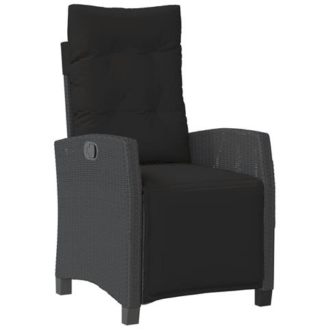 Set Da Pranzo Da Giardino 9 Pz Con Cuscini Nero In Polyrattan - Foto 3