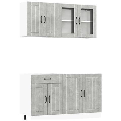 Set Mobili Da Cucina 4 Pz Kalmar Grigio Cemento In Truciolato - Foto 2