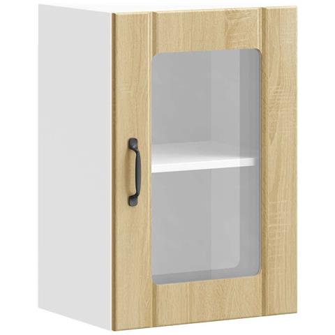 Pensile Da Cucina Con Porta In Vetro Lucca Rovere Sonoma - Foto 2