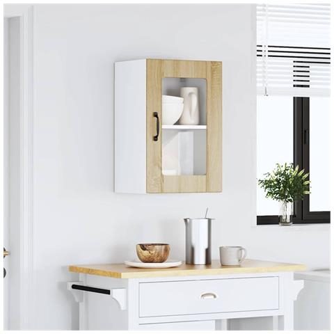 Pensile Da Cucina Con Porta In Vetro Lucca Rovere Sonoma - Foto 3