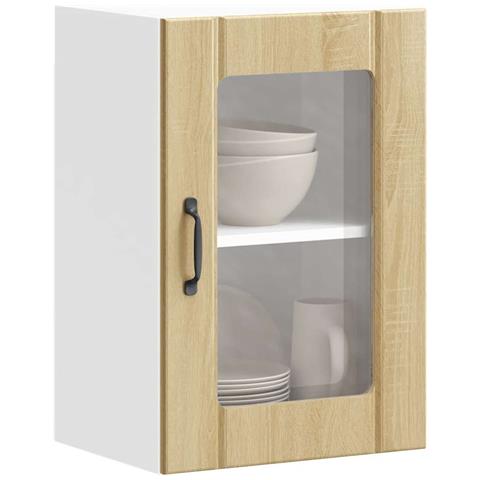 Pensile Da Cucina Con Porta In Vetro Lucca Rovere Sonoma - Foto 1