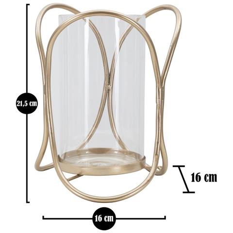 Portacandela Mf349 - Marrone - Metallo - 16x16x21,5 Cm - Foto 6
