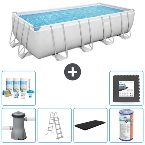 Piscina Fuori Terra - Rettangolo - 488x244x122 Cm - Grigio - Include Accessori Coordinati Cb31 - Foto 1