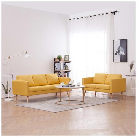 Lusso Casadino -  Set Divani 2 Pz In Tessuto Giallo - Foto 8