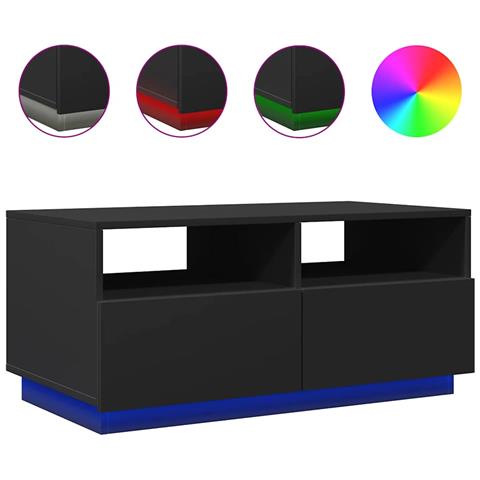 Lusso Casadino -  Tavolino Da Soggiorno Con Luci Led Nero 90x49x40 Cm - Foto 1