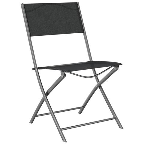 Lusso Casadino -  Sedie Pieghevoli Per Esterni 4 Pz In Acciaio E Textilene Nero - Foto 2