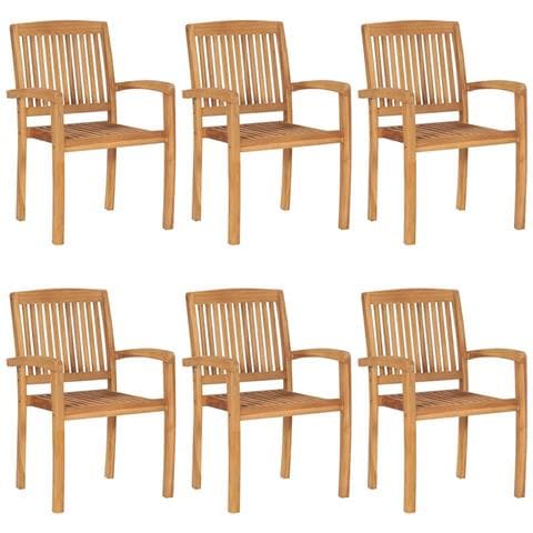 Sedie Da Giardino Impilabili Con Cuscini 6 Pz Massello Di Teak - Foto 1