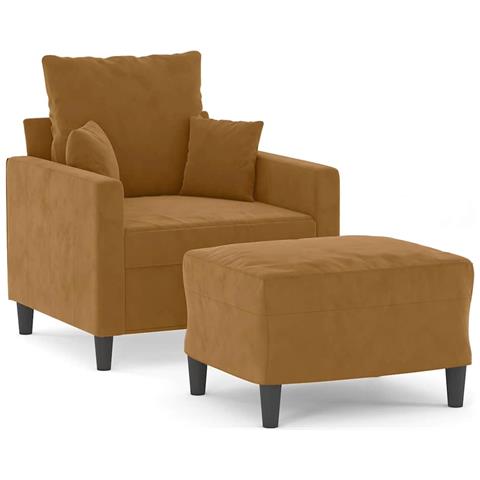 Poltrona con Poggiapiedi Marrone 60 cm in Velluto - Foto 1