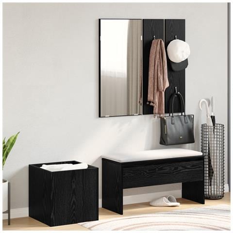 Mobili corridoio  in legno ingegnerizzato nero, Cassetta per piante  40x40x40 cm in legno ingegnerizzato nero - Foto 2