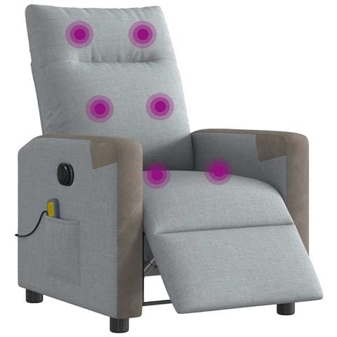 Poltrona Reclinabile Massaggio Elettrica Grigio Chiaro Tessuto - Foto 2