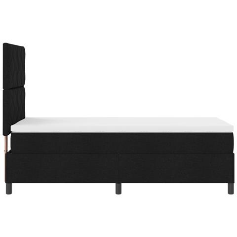 Letto con Rete con Materasso Nero 100x200 cm Tessuto - Foto 1