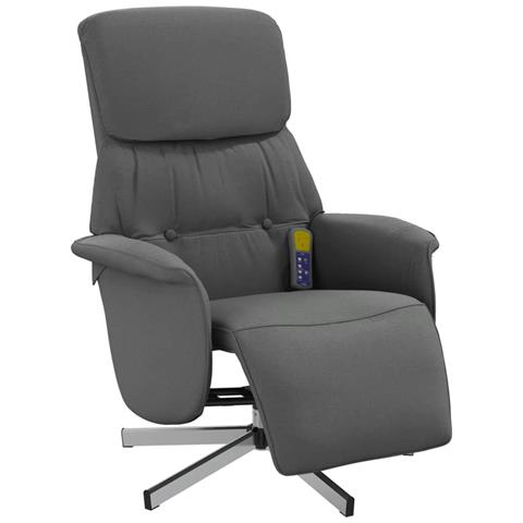 Poltrona Reclinabile Massaggio Poggiapiedi Grigio Scuro Tessuto - Foto 2