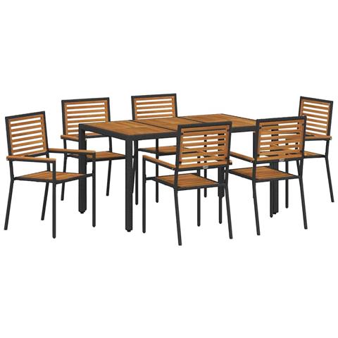 Set da Pranzo per Giardino 7 pcs Nero 150 x 90 x 75 cm - Foto 1