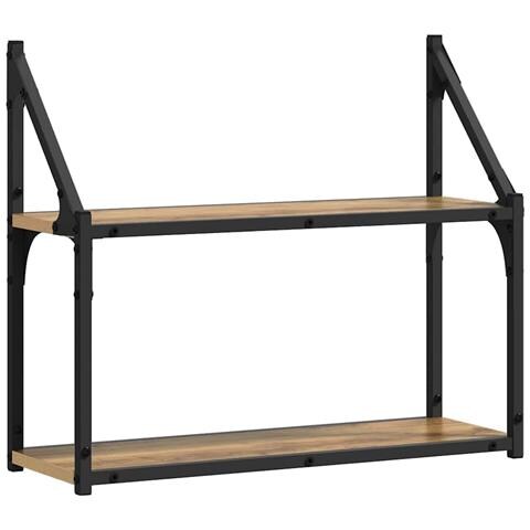 Scaffale da parete rovere artigianale 60 x 21 x 51 cm - Foto 1