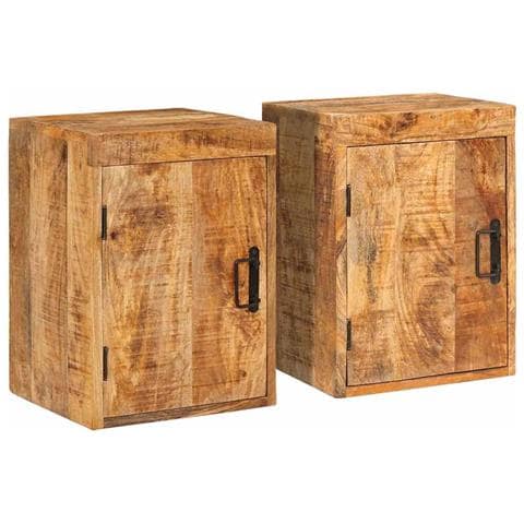 Comodino 2 pcs Marrone 35 x 33 x 48 cm Legno di mango massello - Foto 1