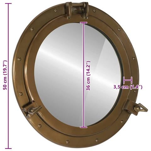 Specchio da Parete Design Oblò Ø50 cm in Alluminio e Vetro - Foto 7