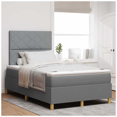 Letto a molle con materasso Grigio chiaro 120 x 200 cm Tessuto - Foto 2