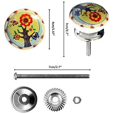 Set Di 20 Pomelli In Ceramica Motivi A Mosaico Floreale Nei Toni Del Blu Maniglie Artigianali Per Armadi, Cassetti, Cassettiere E Appendiabiti Diametro 40 Mm - Foto 6