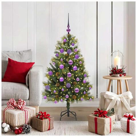 Albero di Natale artificiale pieghevole con coni Verde 120 cm - Foto 2